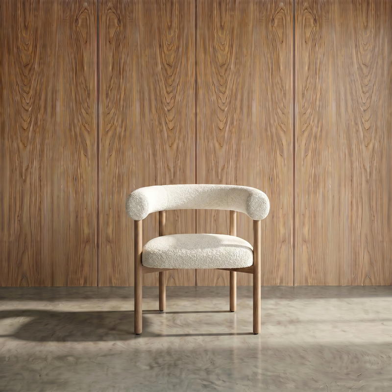 Modern Boucle Barrel Chair Housenord