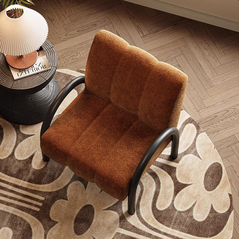 Retro Brown Curved Arm Lounge Chair Housenord