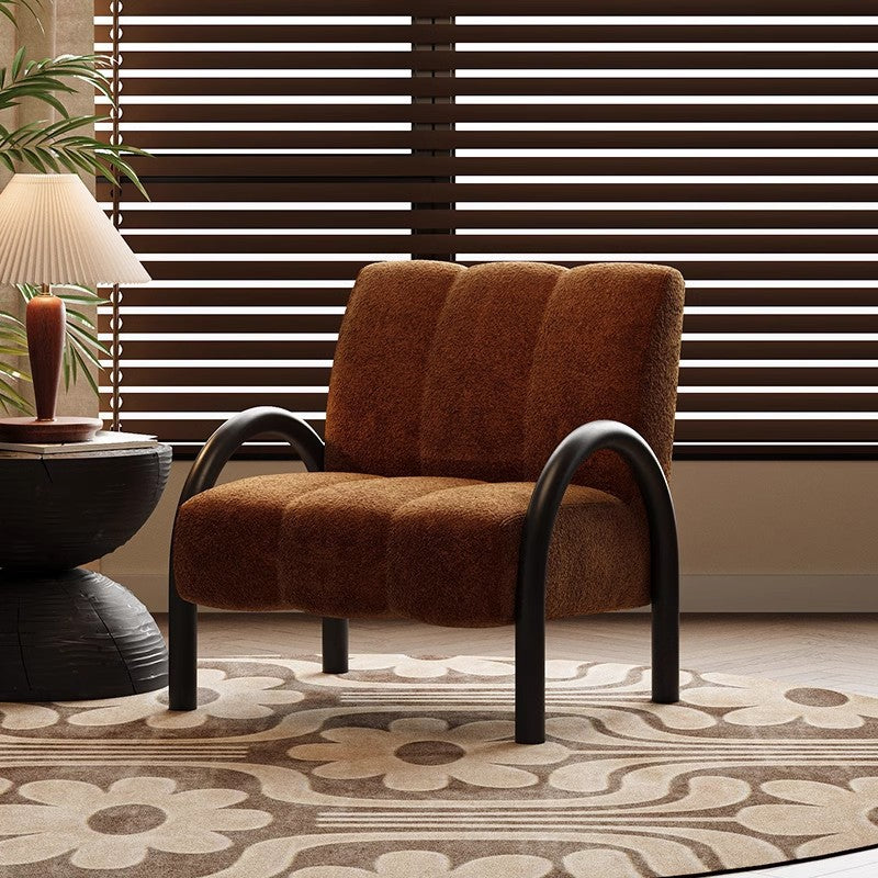 Retro Brown Curved Arm Lounge Chair Housenord
