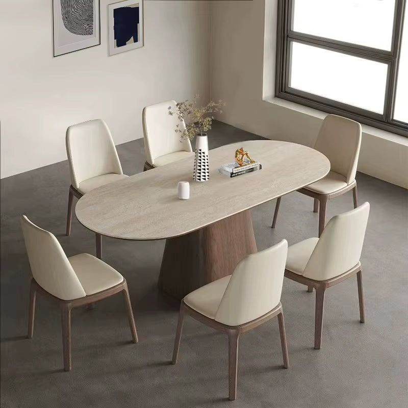 Modern Minimalist Oval Dining Table Set