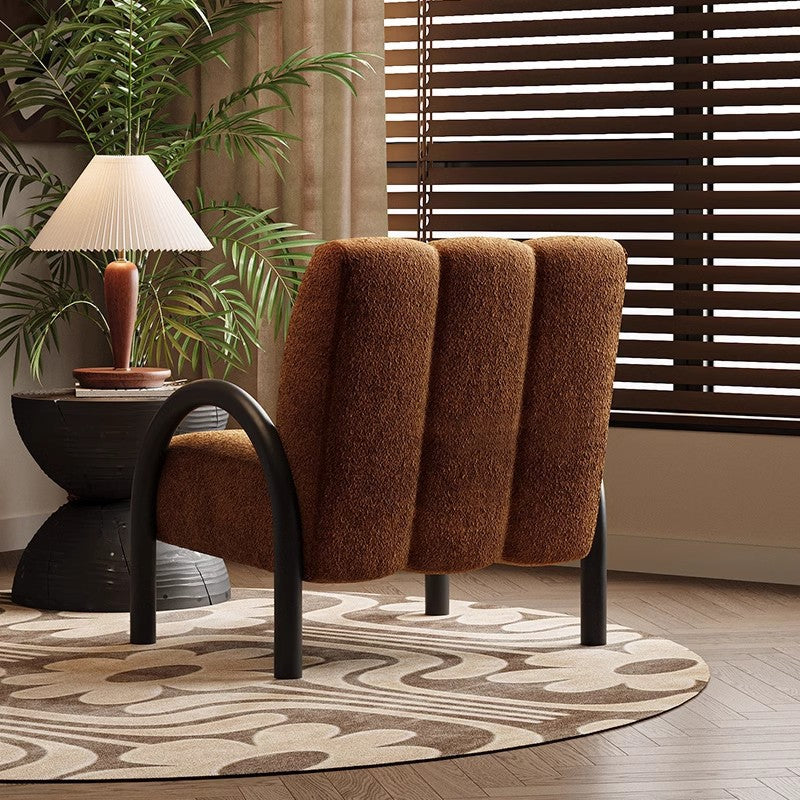 Retro Brown Curved Arm Lounge Chair Housenord