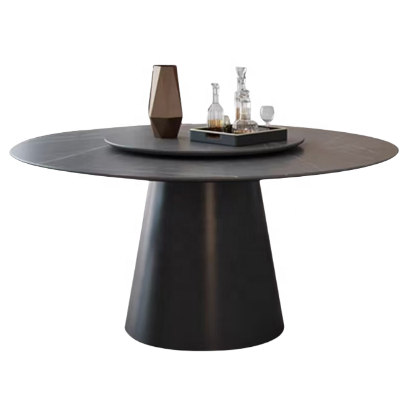 Turntable Rock Slab Dining Table Housenord