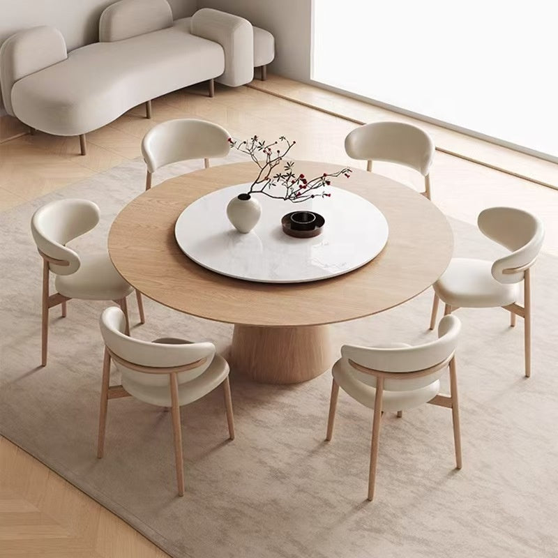 Turntable Rock Slab Dining Table Housenord