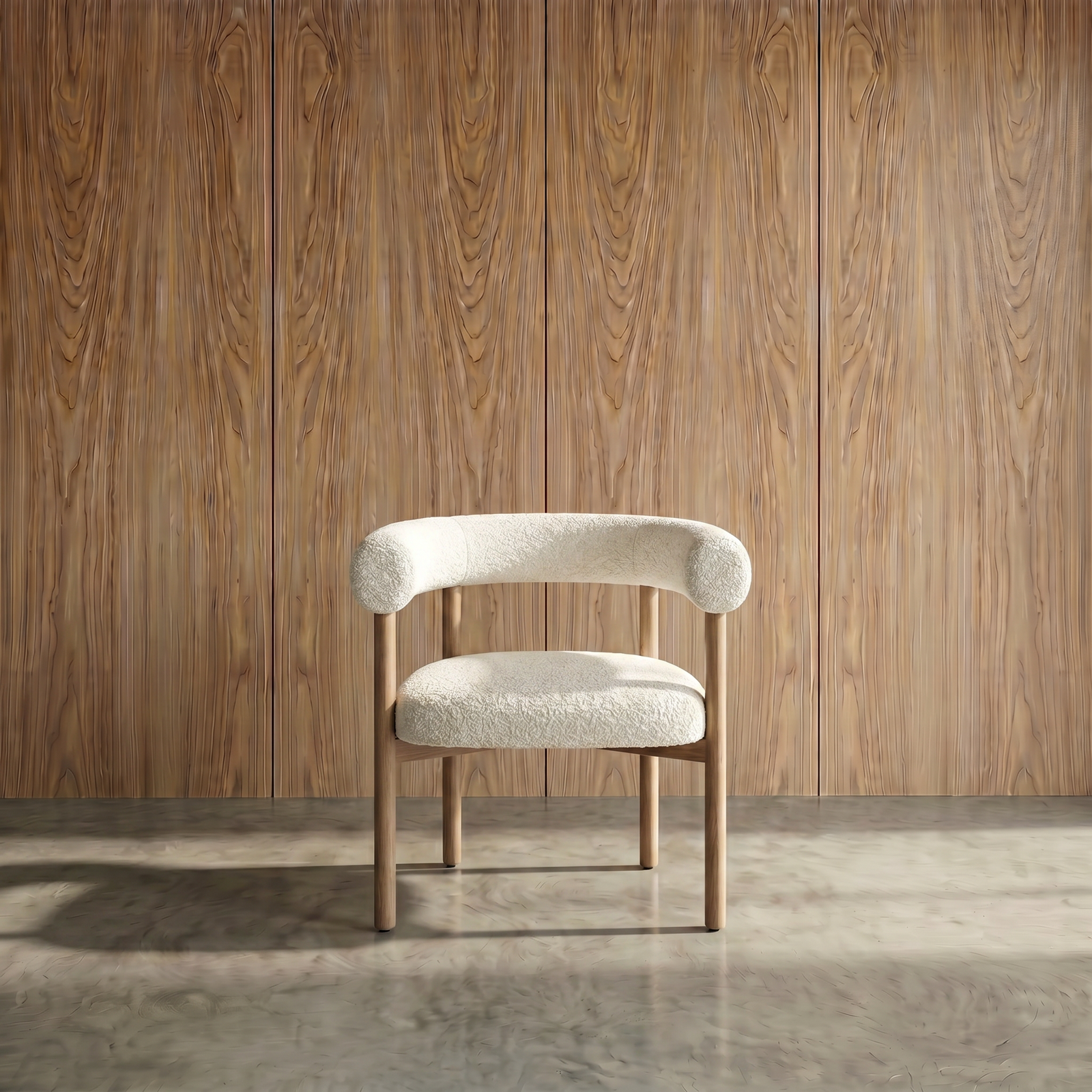 Modern Boucle Barrel Chair Housenord