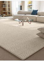 Beige Plaid Striped Carpet Cream