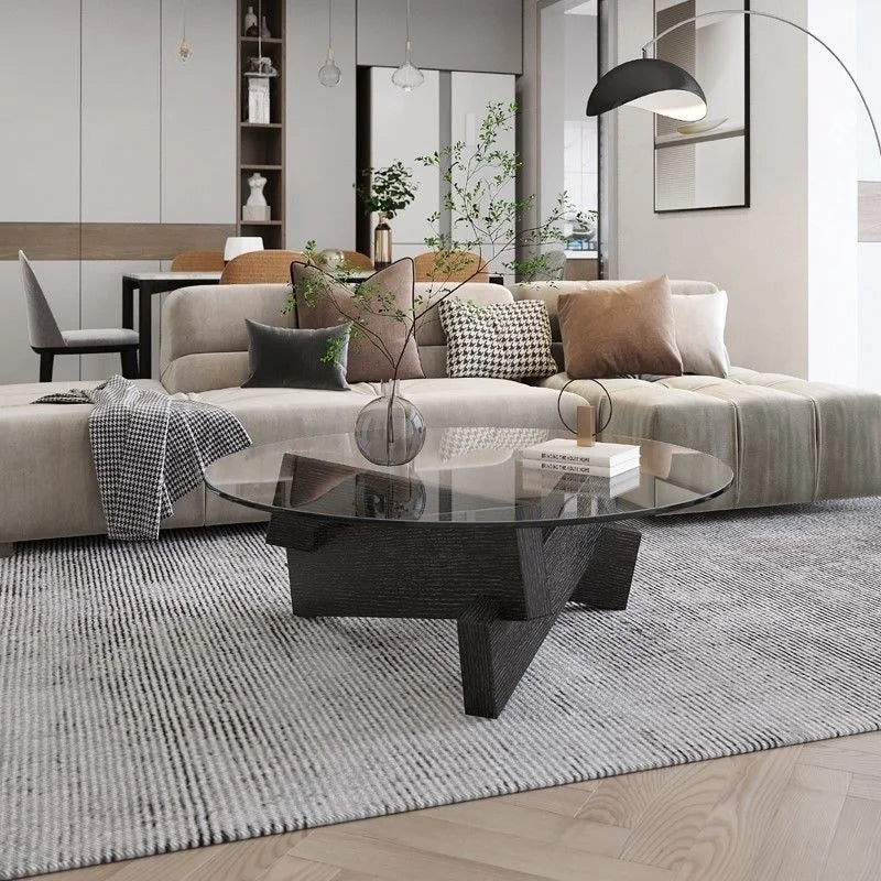 Nordic Creative Glass Solid Wood Coffee Tables