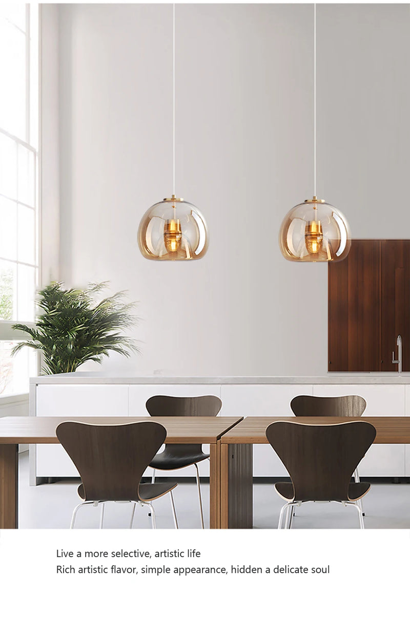 LED Glass Pendant Light light luxury pendant Lamp Deco Nordic Hanging Light Fixtures Bedroom Modern Luminaire Suspension lamp