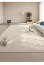 Beige Plaid Striped Carpet Cream